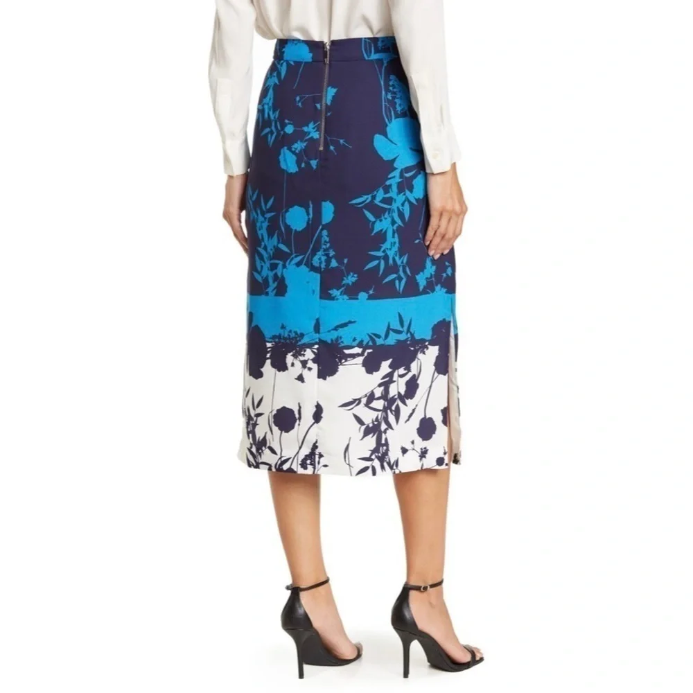 Ted Baker Selaah Bluebell Side Slit Midi Skirt Sz. 12 NWT